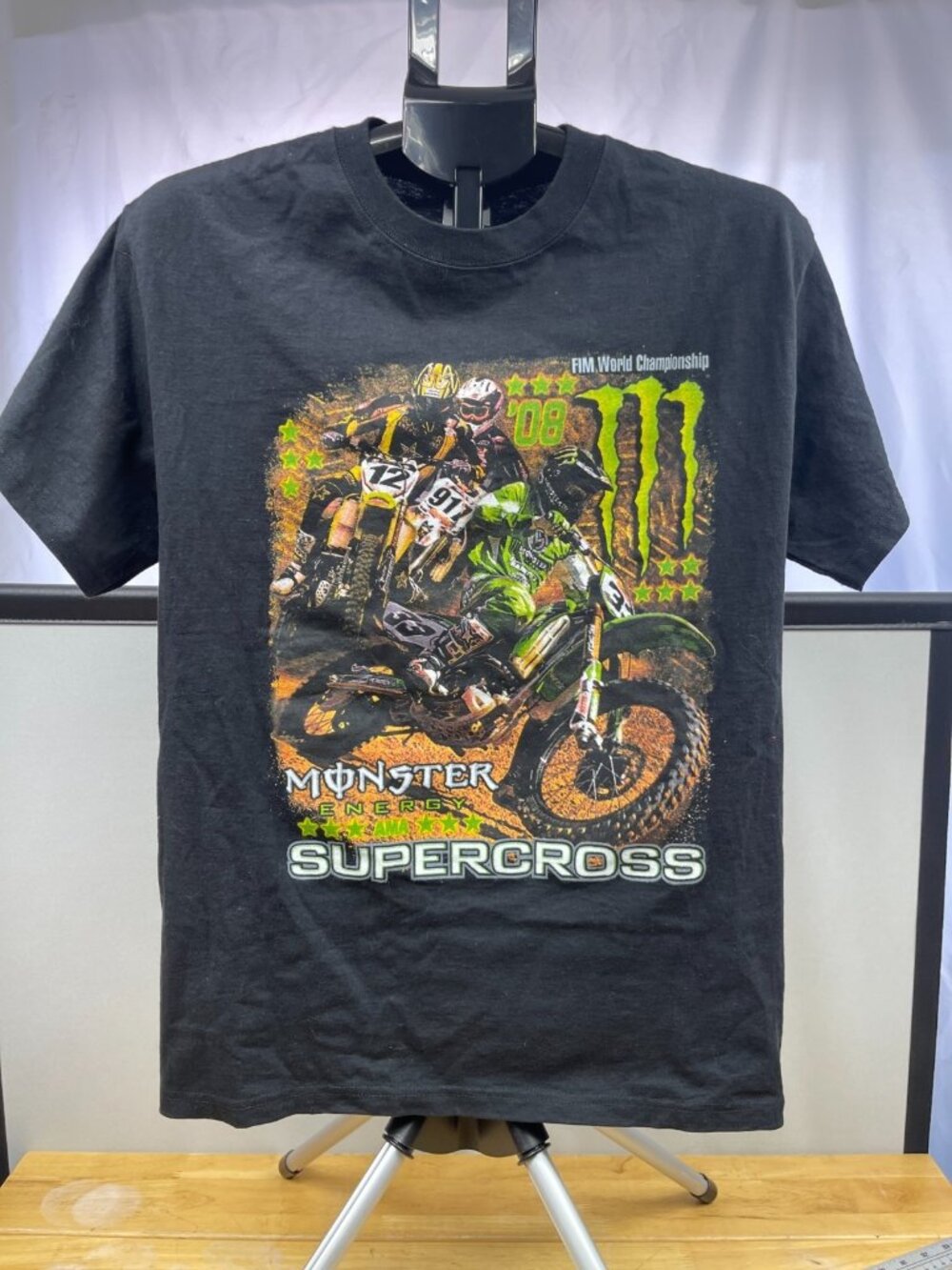2008 Monster Energy Supercross AMA FIM Racing Graphic T-Shirt Black Adult M